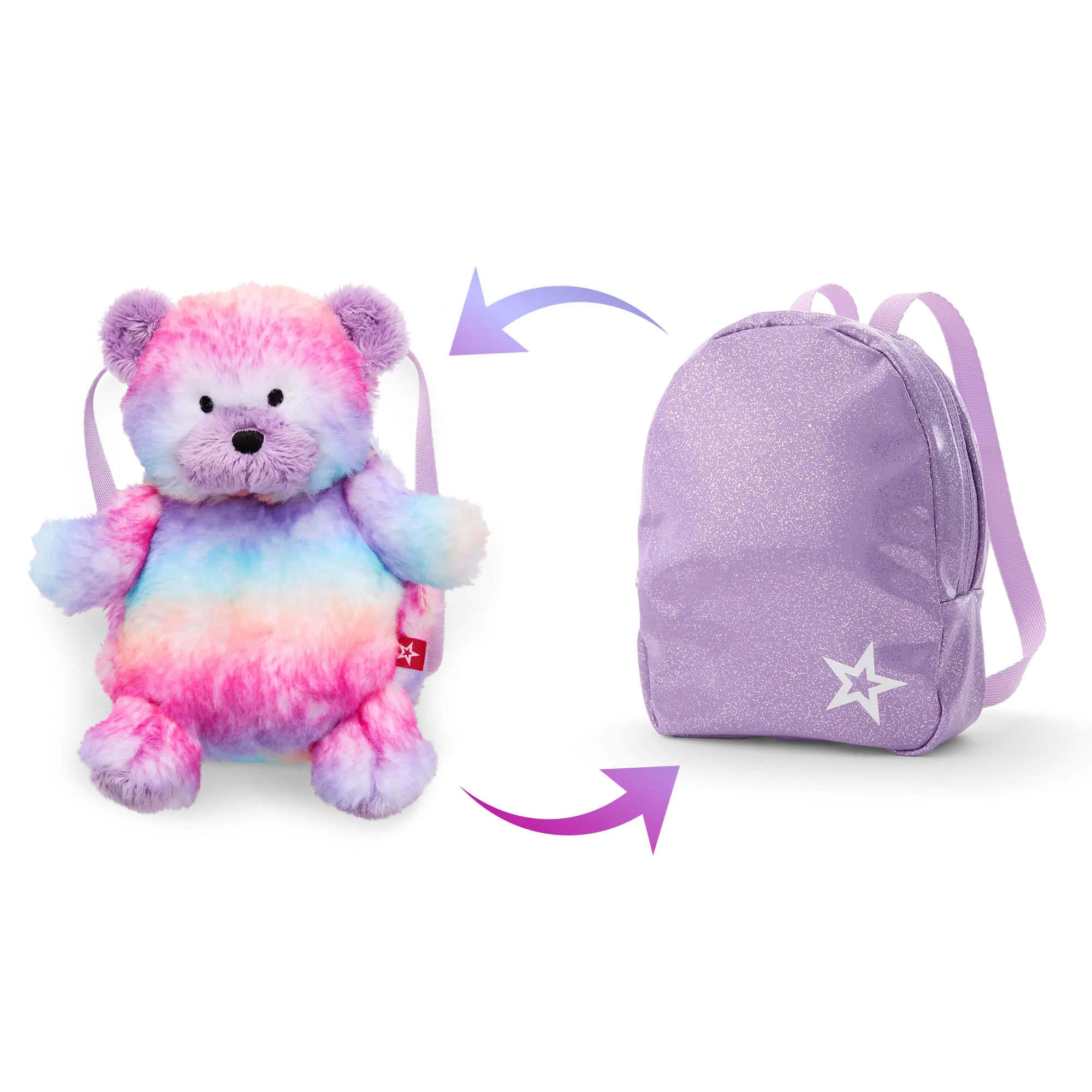 Colorful Teddy Bear Backpack & Accessory Set For 18-Inch Dolls - Image 2
