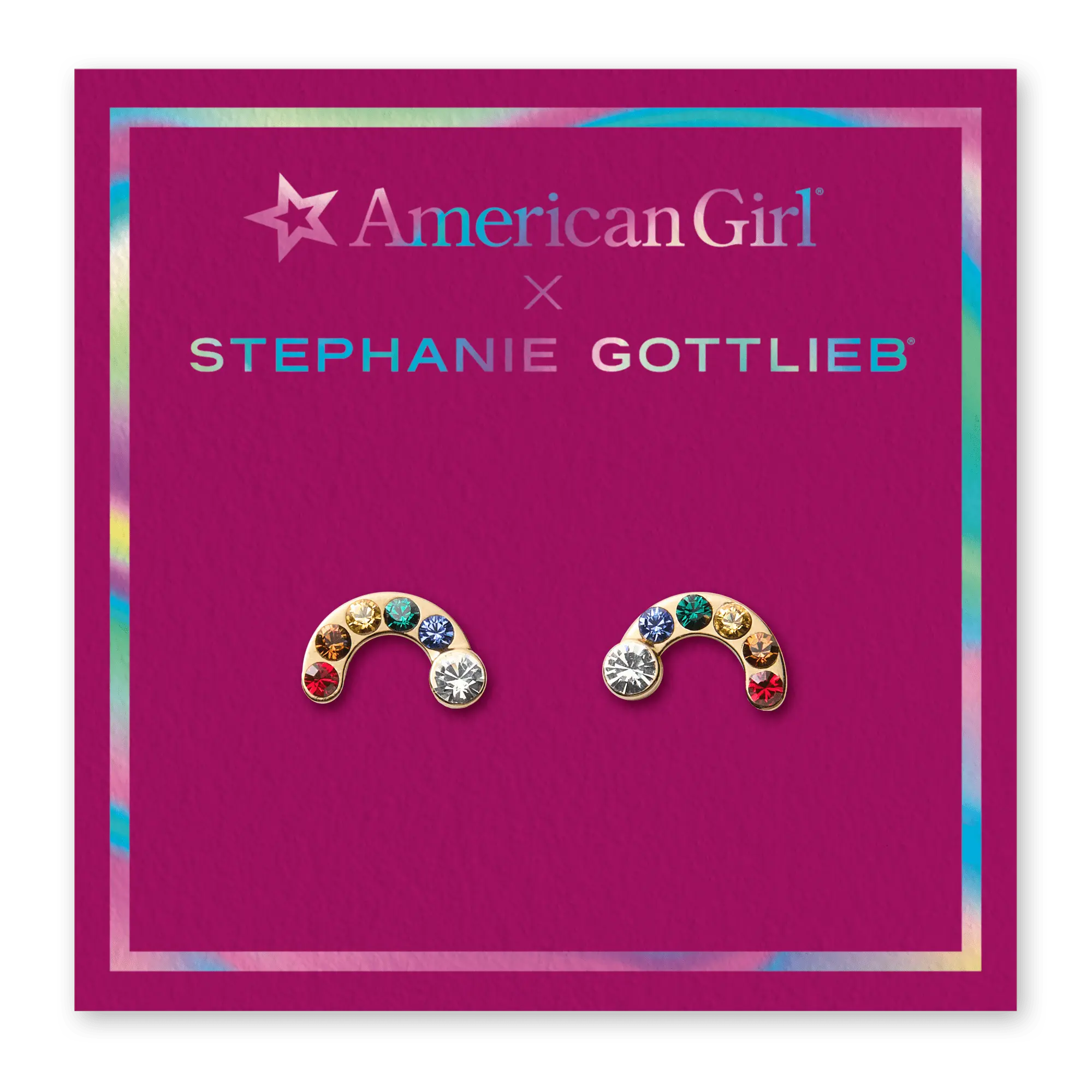 American Girl X Stephanie Gottlieb Radiant Rainbow Stud Earrings For Girls - Image 2