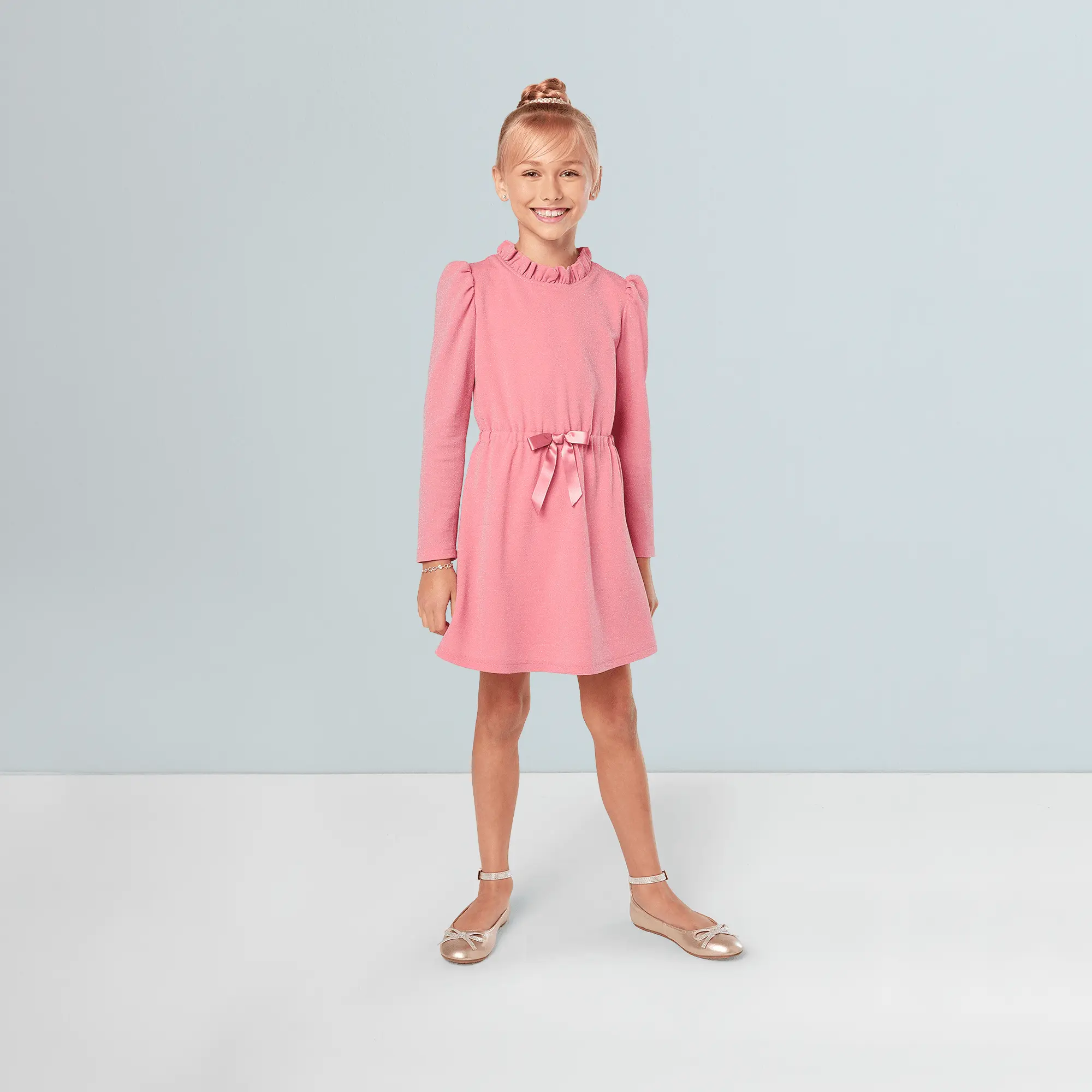 American Girl X Something Navy Rosy Radiance Puff-Sleeve Dress For Girls - Image 2
